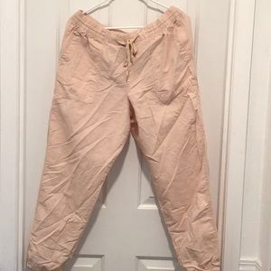 Light pink linen gap pants with cuffed ankle